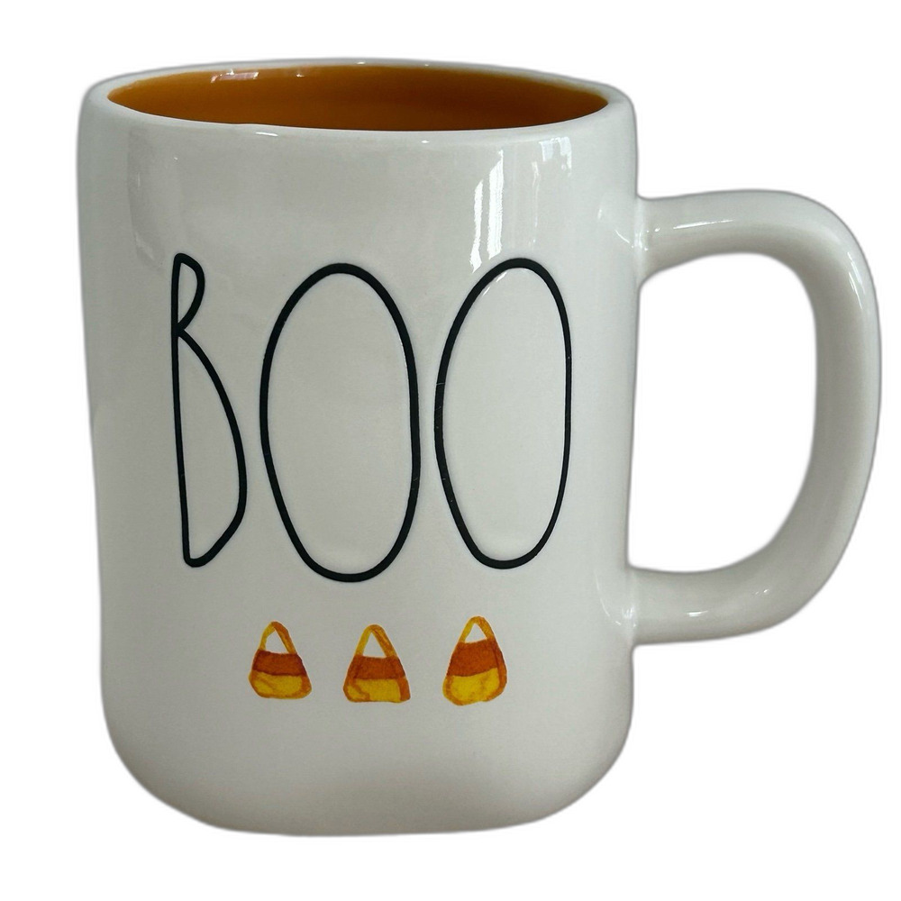 Rae Dunn Ceramic Mug BOO Color White Artisan Collection by Magenta Embossed